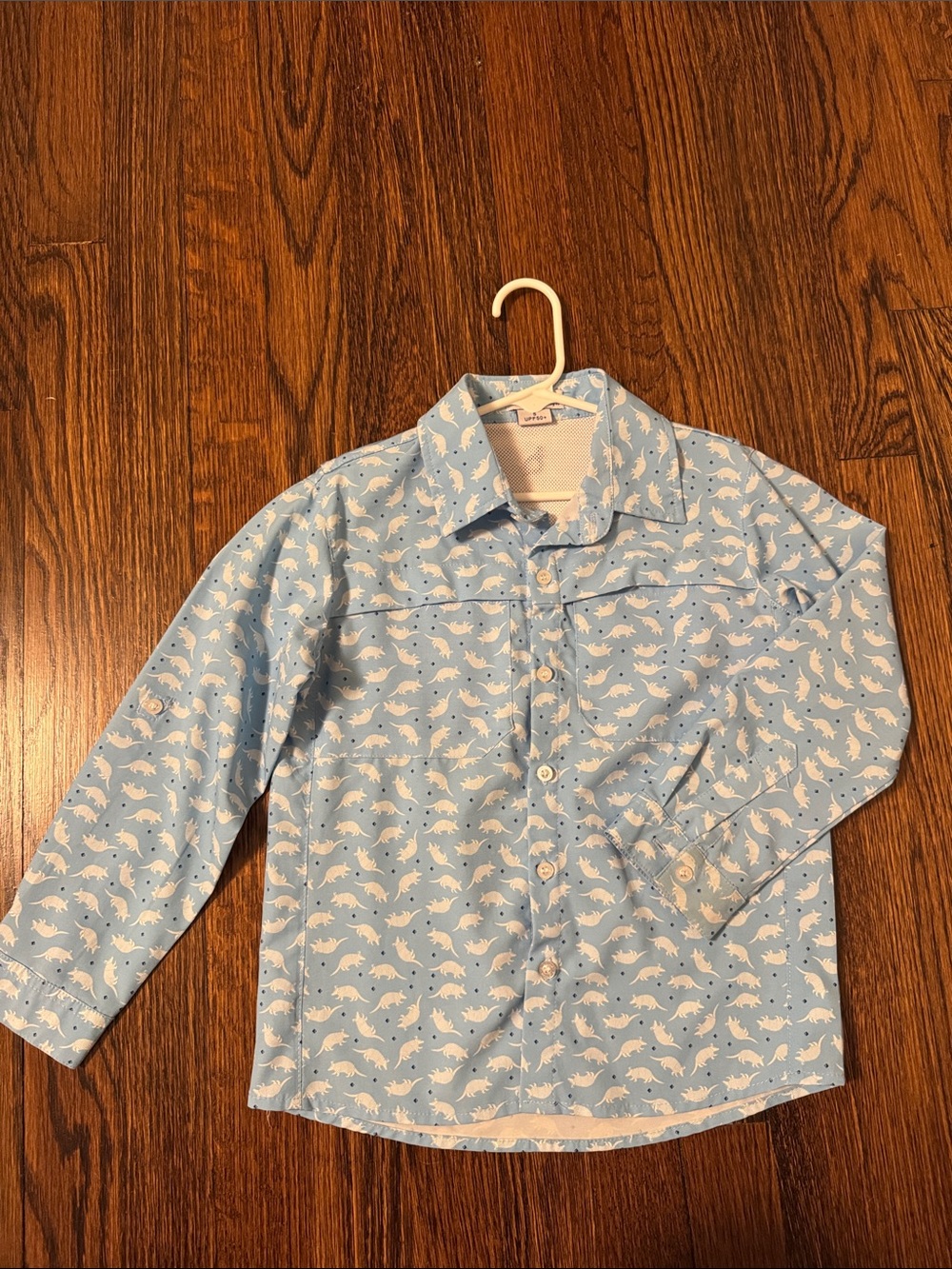 Blue Quail - Armadillo -Print Button-Up Shirt for Kids